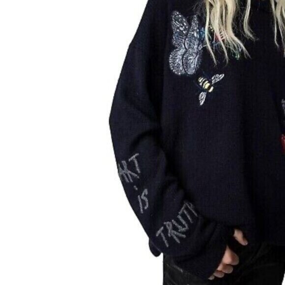 OVERSIZED ZADIG & VOLTAIRE CASHMERE SWEATER SIZE L NEW - Picture 9 of 12